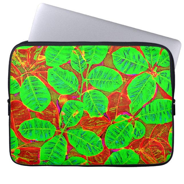 Lush Grönt Löv Mönster Laptop Fodral (Framsidan)