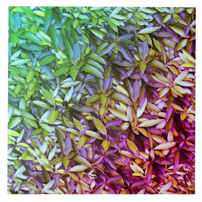 Lush Grönt Lövs Mönster - Natur botaniskt Kakelplatta (Framsidan)