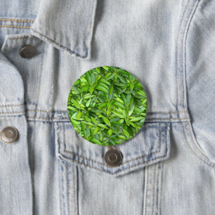 Lush Grönt Lövs Mönster - Natur botaniskt Knapp