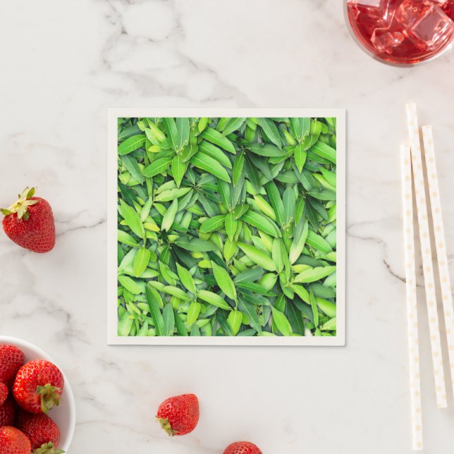 Lush Grönt Lövs Mönster - Natur botaniskt Pappersservett (Insitu)