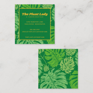 Lush Grönt Monstera Lövs Fyrkantigt Visitkort