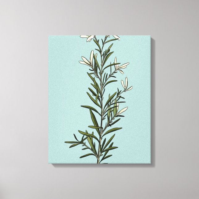 Lush Grönt Rosemary Sprig Painting Canvastryck (Framsida)