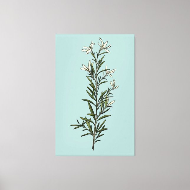 Lush Grönt Rosemary Sprig Painting Canvastryck (Framsida)
