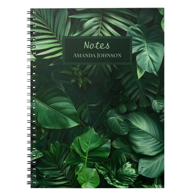 Lush Grönt Tropical Lövs Anteckningsbok (Framsidan)