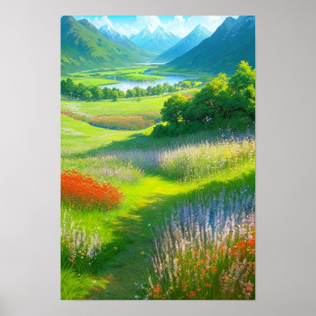 Lush Grönt Valley Poster (Framsidan)