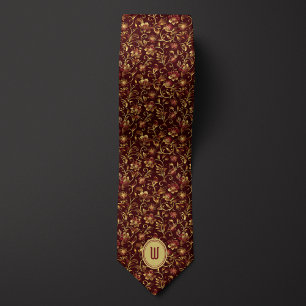 Lush Guld Flowers on Burgundy Monogram Slips