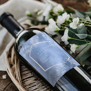 Lush Handflatan Löv Bröllop VälkomstWindsor Blue I Vinflaska Etikett