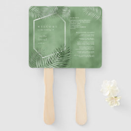 Lush Handflatan Löv Bröllopsprogram Moss Grönt ID9