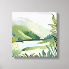 Lush Hillside | Gröntens vattenfärgsfärg - naturmå Canvastryck