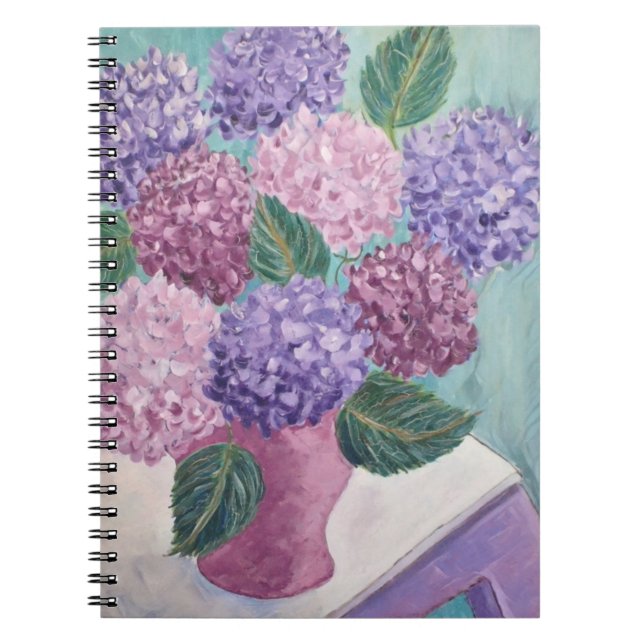 Lush Hydrangea Painting Anteckningsbok Med Spiral (Framsidan)