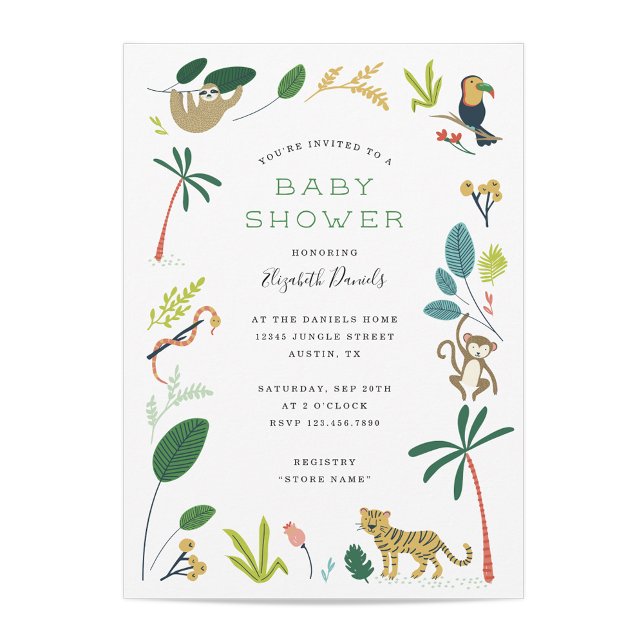 Lush Jungle Baby Shower Inbjudningar (Skapare uppladdad)