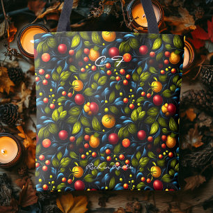 Lush Khokhloma Fruit and Blommönster Tote Bag Tygkasse