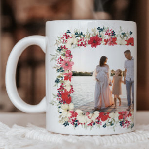 lush klassisk blommigt, klämma botaniskt foto kaffemugg