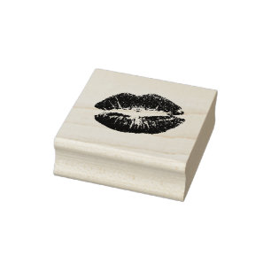 Lush Läppar Wood Art Frimärke Stämpel