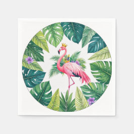 Lush Leafy | Elegant Rosa Flamingo Krona Tropical Pappersservett