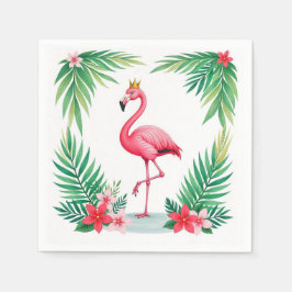 Lush Leafy | Elegant Rosa Flamingo Krona Tropical Pappersservett