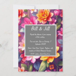 Lush Lila Blommigt Bold Garden Blooms Bröllop Inbjudningar
