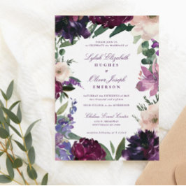 Lush Lila blommor | Romantiska bröllopsinbjudninga Inbjudningar