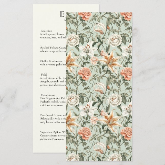 Lush Luxe, Tiger Lily & Mint, Flat Menu Meny (Fram/baksida)