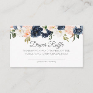Lush Magnolia Blommigt Blue Rosa Diaper Raffle Tilläggskort