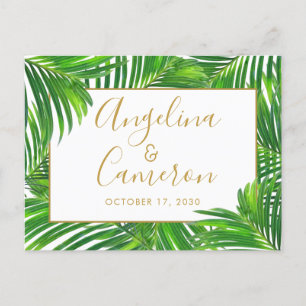 Lush Modern Tropical Handflatan Lämnar Spara datum Vykort