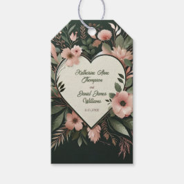 Lush Mörk grönt och  Rosa Blommigt Bröllop Presentetikett