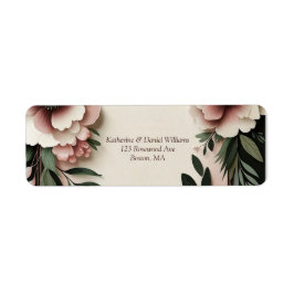 Lush Mörk grönt och  Rosa Blommigt Bröllop Returadress Etikett