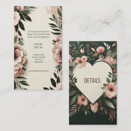 Lush Mörk grönt och  Rosa Blommigt Bröllop Tilläggskort