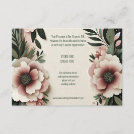 Lush Mörk grönt och  Rosa Blommigt Bröllop Tilläggskort