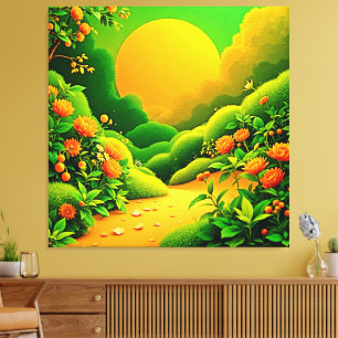 Lush Orange Garden Art Canvastryck