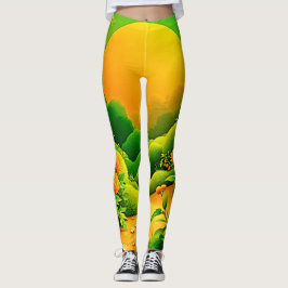 Lush Orange Garden Art Leggings