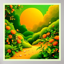 Lush Orange Garden Art