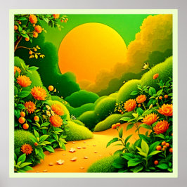 Lush Orange Garden Art Poster