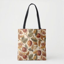  Lush Plums & Fig Leaf Tote Bag | Artistic Florals