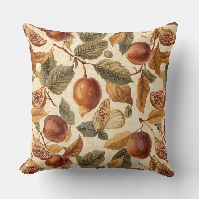 Lush Plums & Fig Leaves Throw Pillow | Gilded Kudde (Framsida)