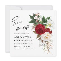 Lush Red Blommigt Monogram Bröllop