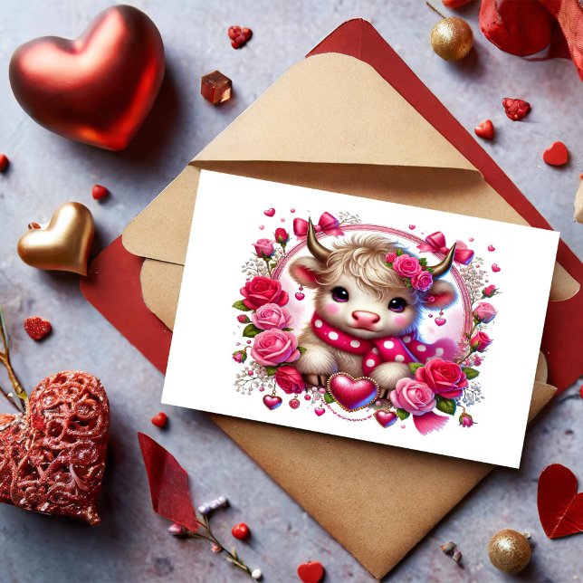 Lush Ro Highland Cow-Valentineser Helg Vykort (Skapare uppladdad)