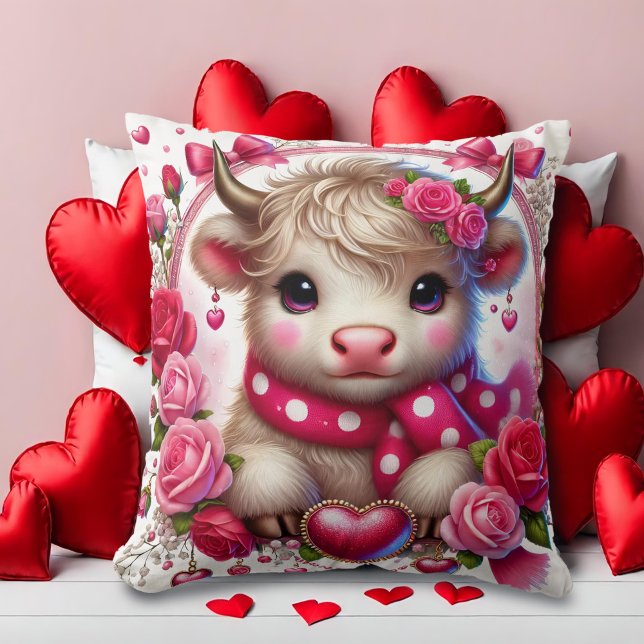 Lush Ro Highland Cow-Valentineser Kudde (Skapare uppladdad)