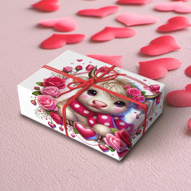 Lush Ro Highland Cow-Valentineser Presentpapper (Skapare uppladdad)