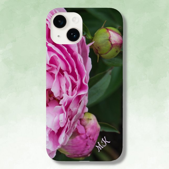 Lush Rosa Peonies Monogram Fodral-Mate iphone case (Skapare uppladdad)