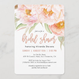 Lush Rosa Peonies Watercolor Blommigt Möhippa Inbjudningar