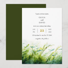 Lush Seagrass undervattensfärgade Beach Wedding Inbjudningar