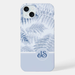 Lush Serene Blue Ferns Monogram Initialer