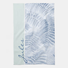 Lush Serene Blue Ferns på Grönt Kökshandduk