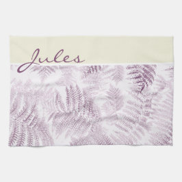 Lush Serene Rosa Ferns på Gult Kökshandduk