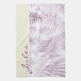 Lush Serene Rosa Ferns på Gult Kökshandduk