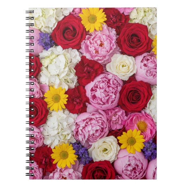 Lush Summer Bloom Floral Anteckningsbok (Framsidan)