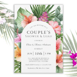 Lush Tropical Blommigt Couples Shower och Luau Inbjudningar