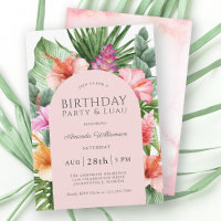 Lush Tropical Blommigt Födelsedagsfest och Luau