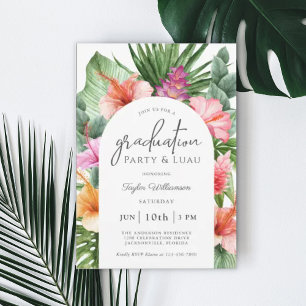 Lush Tropical Blommigt Studentfest och Luau Inbjudningar